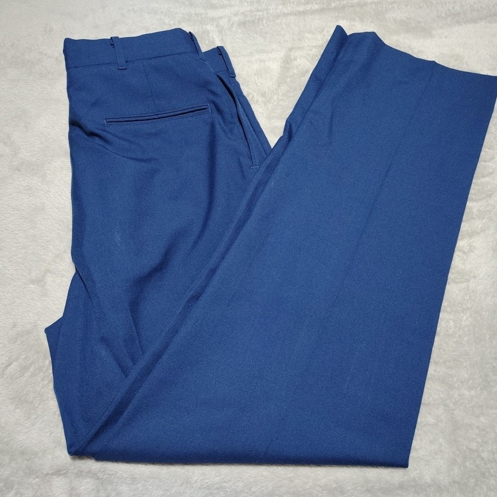 DSCP Trousers Men 33/32 Navy Blue Dress Formal Uniform Flat Polyester Wool